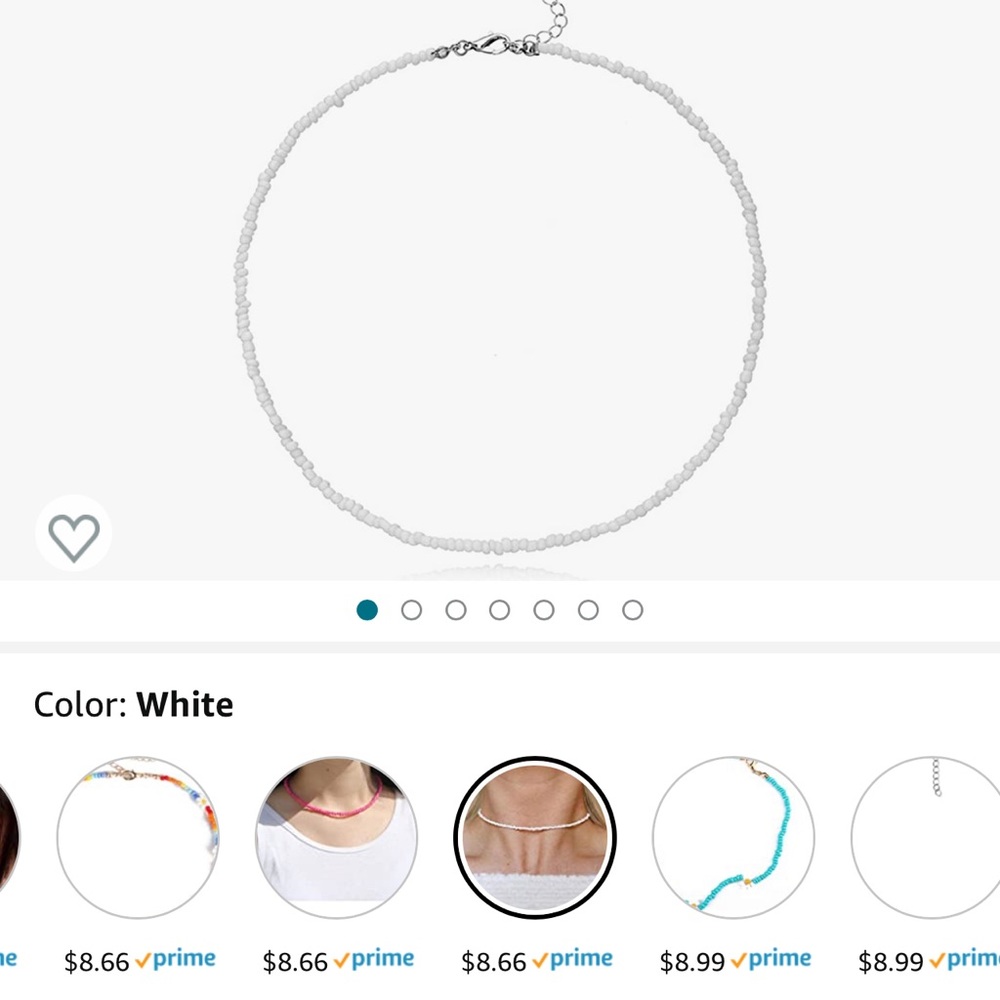 White beaded choker necklace